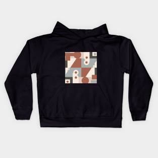 Classic Geometric Wallpaper: Abstract Shapes in Muted Earthy Hues. Kids Hoodie